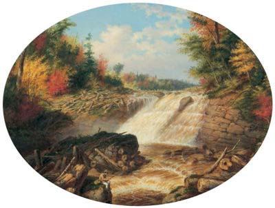 Cornelius Krieghoff A Jam of Saw Logs on the Upper Fall in the Little Shawanagan River [Sic] - 20 Miles Above Three Rivers, Germany oil painting art